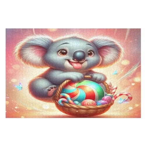 Tier Koala Holzpuzzle 1000 Teile Klassische Puzzles Erwachsene Kinder Puzzle DIY Kit Holzspielzeug Einzigartiges Geschenk 78×53cm von GGJJTT