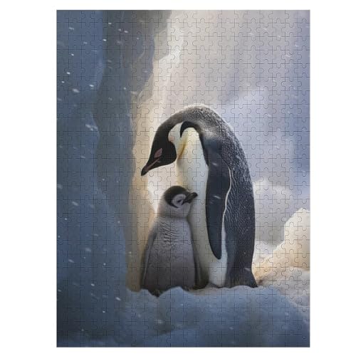 Tierischer Pinguin Puzzles 500 Teile Für Jugendliche Kreatives Holzpuzzlespielzeug Familienspiel Schwierigkeitsgrad Herausforderungspuzzles （55×41cm） von GGJJTT