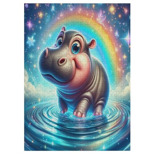 Tierisches Nilpferd Puzzles 300 Teile Erwachsener Kniffel Spaß Für Die Ganze Familie - 300 Puzzleteilige Motive, Holzpuzzle Kinder Erwachsene, Impossible Puzzle Schwer （42×30cm） von GGJJTT