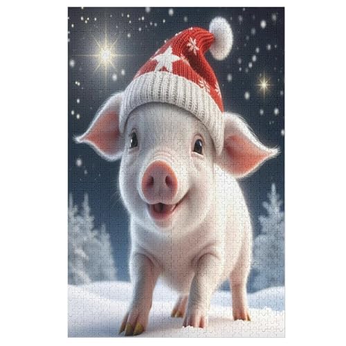 Tierisches süßes Schwein -Puzzle, 1000 Teile,Holzpuzzle Für Erwachsene Kinder, Lustiges Spielzeug, Denkspiel, Spielzeug, Bildungsspiel, Herausforderung, Pädagogisch, （78×53cm） von GGJJTT