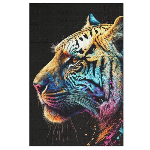 Tiger 1000 Teile Premium-Puzzles Für Erwachsene Kinder- Holzpuzzles Spaß Und Lernspiele - Perfekte Puzzle-Geschenke （78×53cm） von GGJJTT