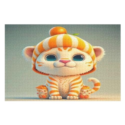 Tiger 1000 Teile Premium-Puzzles Für Erwachsene Kinder- Holzpuzzles Spaß Und Lernspiele - Perfekte Puzzle-Geschenke 78×53cm von GGJJTT