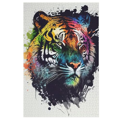 Tiger 1000 Teile Puzzle Für Erwachsene, Herausforderung Puzzles - Verringerter Druck Schwieriges Holzpuzzle Für Kinder 12+ 78×53cm von GGJJTT