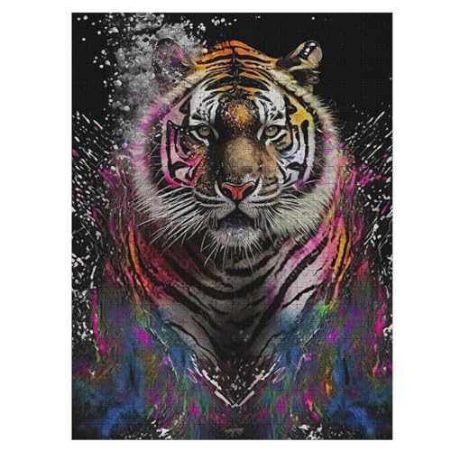 Tiger 500 Teile Puzzle Für Erwachsene, Herausforderung Puzzles - Familienpuzzle Verringerter Druck Schwieriges Puzzle Rahmen Holzpuzzle Für Erwachsene Kinder 12+ （55×41cm） von GGJJTT