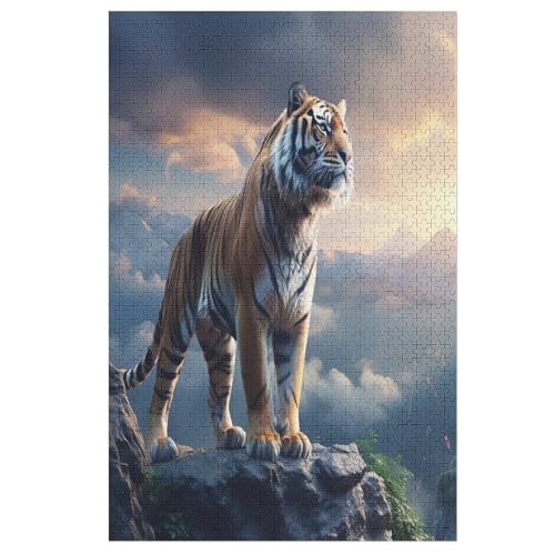 Tiger Holzpuzzle 1000 Teile, Knobelspiele Für Erwachsene, Teenager, Puzzles Unmögliche - Kinder Puzzle Zimmer Deko （78×53cm） von GGJJTT