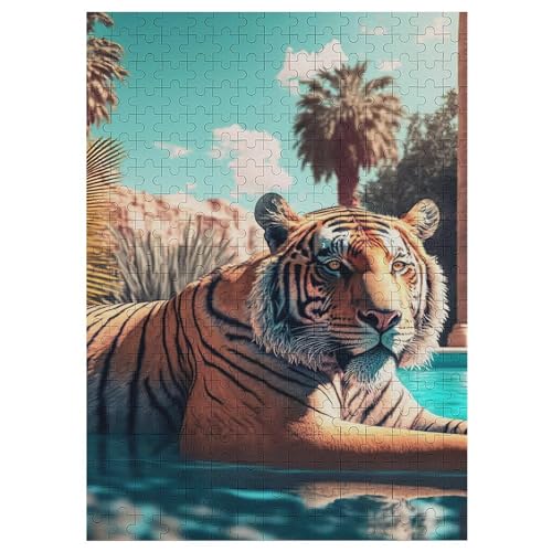 Tiger Holzpuzzle 300 Teile, Knobelspiele Für Erwachsene, Teenager, Puzzles Unmögliche - Kinder Puzzle Zimmer Deko （42×30cm） von GGJJTT