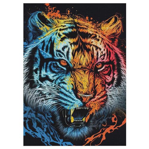 Tiger Holzpuzzle Erwachsene - 300 Teiliges Jigsaw Knobelspiel - Puzzle Für Erwachsene & Kinder - Outdoor & Reisespielzeug - Geduldspiel （42×30cm） von GGJJTT