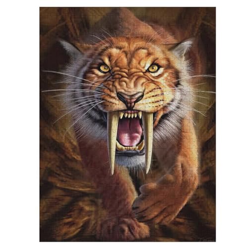 Tiger Holzpuzzle Erwachsene - 500 Teiliges Jigsaw Knobelspiel - Puzzle Für Erwachsene & Kinder - Outdoor & Reisespielzeug - Geduldspiel （55×41cm） von GGJJTT