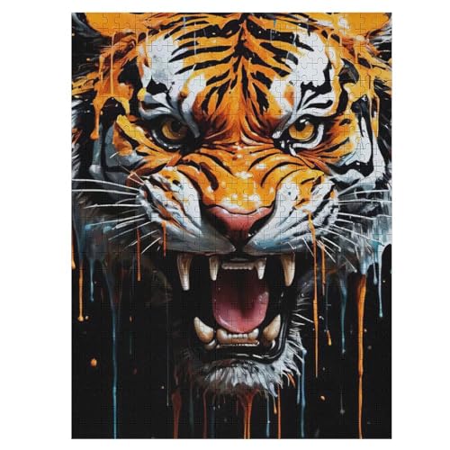 Tiger Holzpuzzle Erwachsene - 500 Teiliges Jigsaw Knobelspiel - Puzzle Für Erwachsene & Kinder - Outdoor & Reisespielzeug - Geduldspiel （55×41cm） von GGJJTT