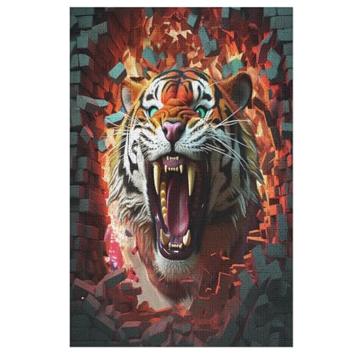 Tiger -Puzzle, 1000 Teile,Holzpuzzle Für Erwachsene Kinder, Lustiges Spielzeug, Denkspiel, Spielzeug, Bildungsspiel, Herausforderung, Pädagogisch, （78×53cm） von GGJJTT