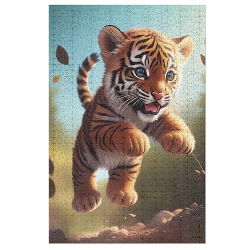 Tiger -Puzzle, 1000 Teile,Holzpuzzle Für Erwachsene Kinder, Lustiges Spielzeug, Denkspiel, Spielzeug, Bildungsspiel, Herausforderung, Pädagogisch, （78×53cm） von GGJJTT