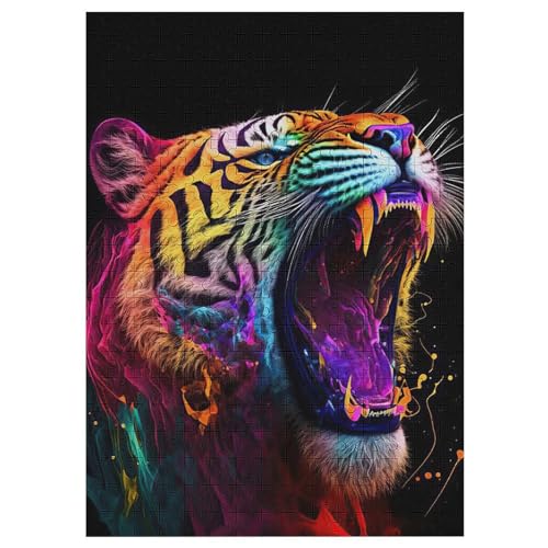 Tiger -Puzzle, 300 Teile,Holzpuzzle Für Erwachsene Kinder, Lustiges Spielzeug, Denkspiel, Spielzeug, Bildungsspiel, Herausforderung, Pädagogisch, （42×30cm） von GGJJTT