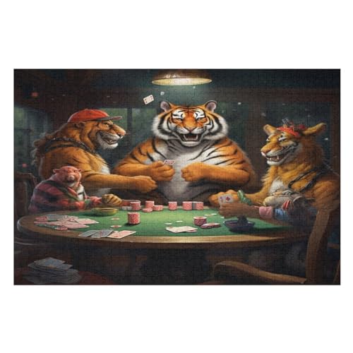 Tiger Puzzle 1000 Teile, Holzpuzzle Für Erwachsene Kinder, Impossible Puzzles, Geschicklichkeitsspiel Für Die Ganze Familie 78×53cm von GGJJTT