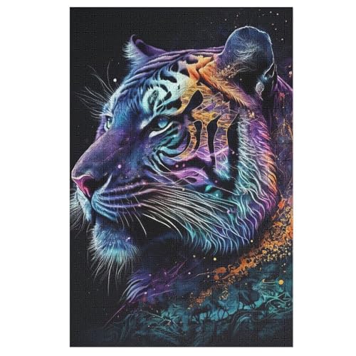 Tiger Puzzle 1000 Teile, Holzpuzzle Für Erwachsene Kinder, Impossible Puzzles, Geschicklichkeitsspiel Für Die Ganze Familie 78×53cm von GGJJTT