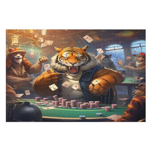 Tiger Puzzle 1000 Teile, Holzpuzzle Herausforderndes Geschicklichkeitsspiel Für Die Ganze Familie, Kinder Erwachsenenpuzzle Ab 12 Jahren 78×53cm von GGJJTT