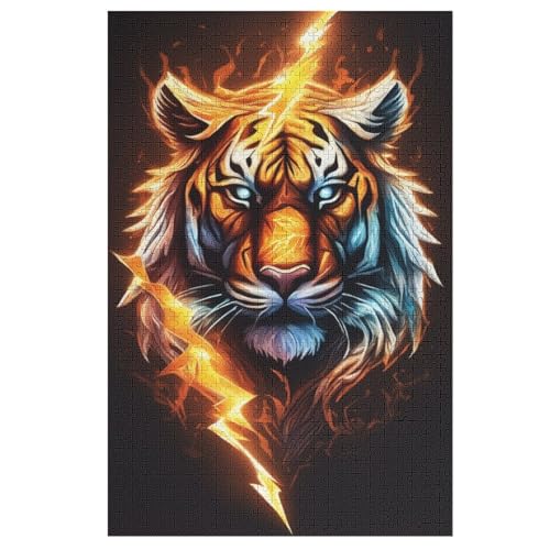 Tiger Puzzle 1000 Teile,Puzzles Für Erwachsene, Impossible Puzzle, Geschicklichkeitsspiel Für Die Ganze Familie, Puzzle Kinder,Holzpuzzle-Geschenk,Raumdekoration, （78×53cm） von GGJJTT