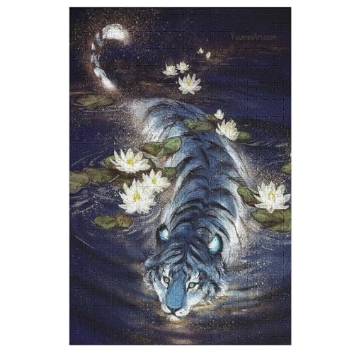 Tiger-Puzzle Für Erwachsene, 1000 Teile, Holzpuzzle, Kinderpuzzle, Dekompressionsspiel, Spielzeugpuzzle （78×53cm） von GGJJTT