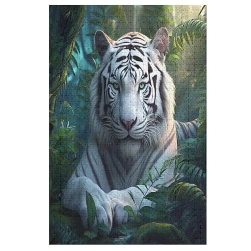 Tiger Puzzles 1000 Teile Erwachsener Kniffel Spaß Für Die Ganze Familie, Holzpuzzle Kinder Erwachsene, Impossible Puzzle Schwer 78×53cm von GGJJTT