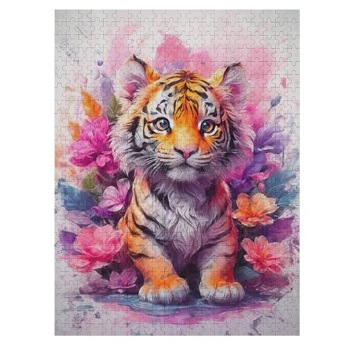 Tiger Puzzles 500 Teile Erwachsener Kniffel Spaß Für Die Ganze Familie - 500 Puzzleteilige Motive, Holzpuzzle Kinder Erwachsene, Impossible Puzzle Schwer （55×41cm） von GGJJTT