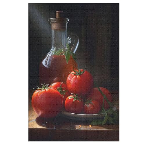 Tomate 1000 Teile Holzpuzzle,einzigartiges Puzzle, Geschenk Für Erwachsene,Familienspiel,Herausforderungsaktivität,78×53cm von GGJJTT