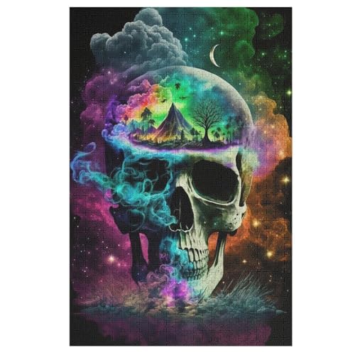 Totenkopf 1000 Teile Puzzle, Holzpuzzle, Puzzles Für Erwachsene Kinder, 1000 Teile Puzzle Für Jugendliche & Erwachsene Lernspiel Herausforderungsspielzeug （78×53cm） von GGJJTT