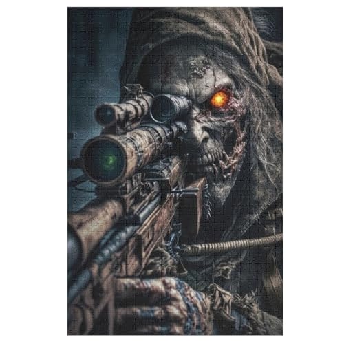 Toter Armee-Zombie-Soldat Holzpuzzle 1000 Stück Puzzles Für Erwachsene Teenager Stress Abbauen Familien-Puzzlespiel Poster 1000-teiliges Puzzle Kinder Lernspiel Spielzeug Geschenk （78×53cm） von GGJJTT