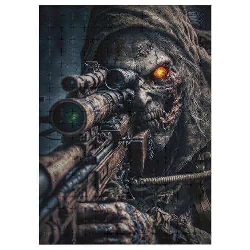 Toter Armee-Zombie-Soldat Holzpuzzle 300 Teile, Knobelspiele Für Erwachsene, Teenager, Puzzles Unmögliche - Kinder Puzzle Zimmer Deko （42×30cm） von GGJJTT