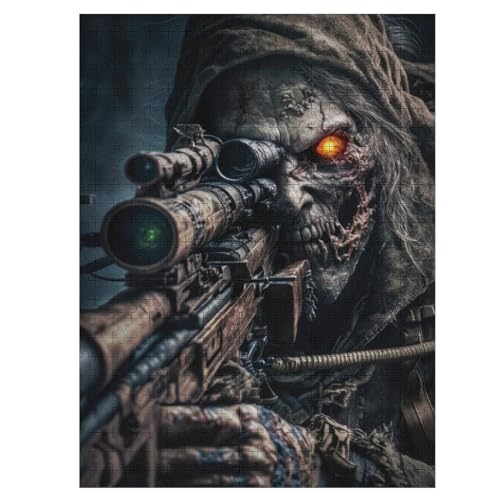 Toter Armee-Zombie-Soldat Puzzles 500 Teile Erwachsener Kniffel Spaß Für Die Ganze Familie - 500 Puzzleteilige Motive, Holzpuzzle Kinder Erwachsene, Impossible Puzzle Schwer （55×41cm） von GGJJTT