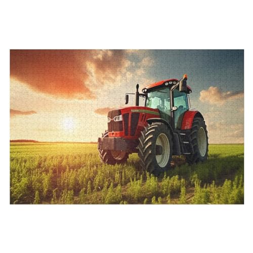 Traktor 1000 Teile Puzzle Für Erwachsene, Herausforderung Puzzles - Familienpuzzle Verringerter Druck Schwieriges Puzzle Rahmen Holzpuzzle Für Erwachsene Kinder 12+ （75×50cm） von GGJJTT