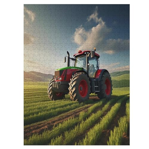 Traktor Puzzle 500 Teile, Holzpuzzle Für Erwachsene, Impossible Puzzle, Geschicklichkeitsspiel Für Die Ganze Familie, Puzzle Farbenfrohes Legespiel Kinder Puzzles （55×41cm） von GGJJTT