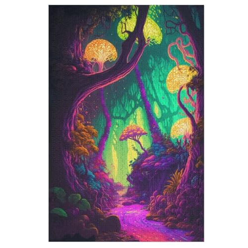 Trippy Landschaft 1000 Teile Holzpuzzle,einzigartiges Puzzle, Geschenk Für Erwachsene,Familienspiel,Herausforderungsaktivität,78×53cm von GGJJTT