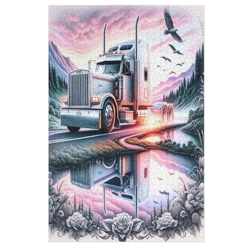 Truck Puzzle 1000 Teile,Puzzles Für Erwachsene, Impossible Puzzle, GesKükenlichkeitsspiel Für Die Ganze Familie, Puzzle Kinder,Holzpuzzle-Geschenk,Raumdekoration, （78×53cm） von GGJJTT