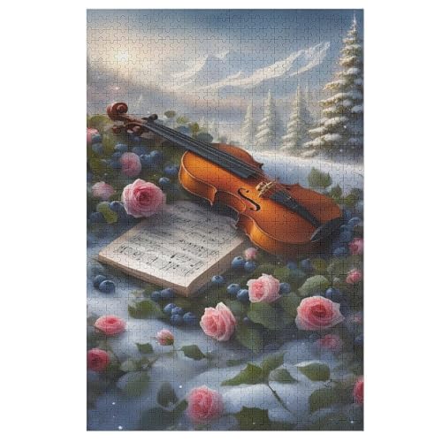 Violine Holzpuzzle 1000 Stück Puzzles Für Erwachsene Teenager Stress Abbauen Familien-Puzzlespiel Poster 1000-teiliges Puzzle Kinder Lernspiel Spielzeug Geschenk （78×53cm） von GGJJTT