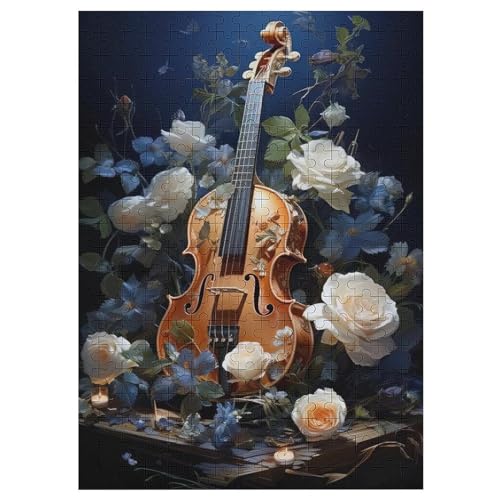 Violine Puzzle 300 Teile, Holzpuzzle Für Erwachsene, Impossible Puzzle, Geschicklichkeitsspiel Für Die Ganze Familie, Puzzle Farbenfrohes Legespiel Kinder Puzzles （42×30cm） von GGJJTT