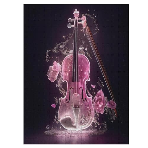 Violine Puzzle 500 Teile, Holzpuzzle Für Erwachsene, Impossible Puzzle, Geschicklichkeitsspiel Für Die Ganze Familie, Puzzle Farbenfrohes Legespiel Kinder Puzzles （55×41cm） von GGJJTT