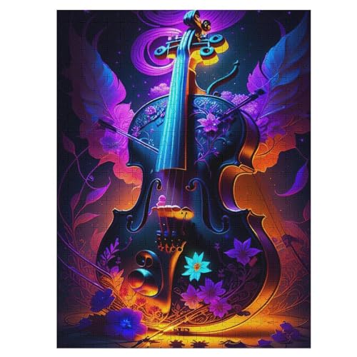 Violine-Puzzle Für Erwachsene, 500 Teile, Holzpuzzle, Kinderpuzzle, Dekompressionsspiel, Spielzeugpuzzle （55×41cm） von GGJJTT