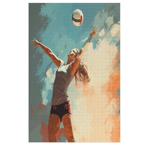 Volleyball 1000 Teile Premium-Puzzles Für Erwachsene Kinder- Holzpuzzles Spaß Und Lernspiele - Perfekte Puzzle-Geschenke （78×53cm） von GGJJTT