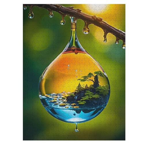 Wassertropfen – Puzzle 500 Teile, Holzpuzzle, Herausforderndes Geschicklichkeitsspiel Für Die Ganze Familie, Kinder Erwachsenenpuzzle Ab 12 Jahren （55×41cm） von GGJJTT