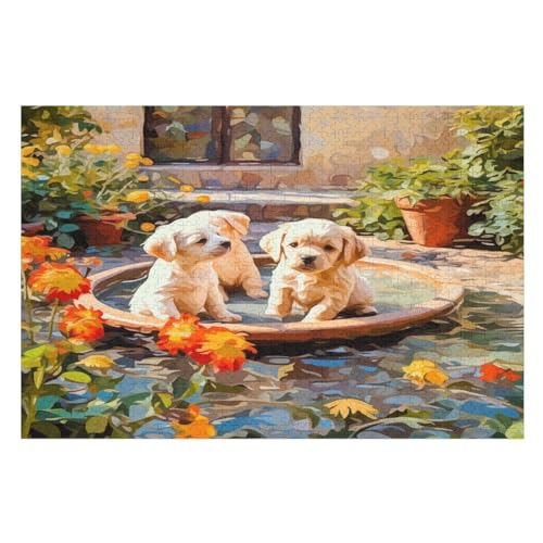 Welpen 1000 Teile Puzzles Für Erwachsene, Impossible Puzzle, Geschicklichkeitsspiel Für Die Ganze Familie, Kinder Holzpuzzle 78×53cm von GGJJTT