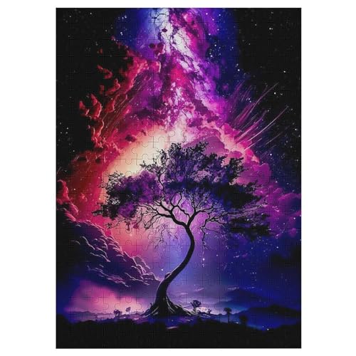 Weltraum Baum -Puzzle, 300 Teile,Holzpuzzle Für Erwachsene Kinder, Lustiges Spielzeug, Denkspiel, Spielzeug, Bildungsspiel, Herausforderung, Pädagogisch, （42×30cm） von GGJJTT