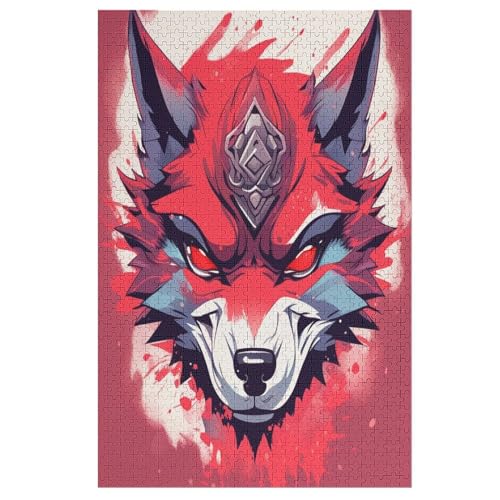 Wolf 1000 Teile Puzzles Für Erwachsene, Impossible Puzzle, Geschicklichkeitsspiel Für Die Ganze Familie, Kinder Holzpuzzle （78×53cm） von GGJJTT