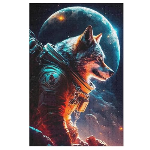 Wolf 1000 Teile Puzzles Für Erwachsene Holzpuzzle Familienpuzzlespiel Stressabbau-Puzzle Für Erwachsene Kinder Ab 12 Jahren （78×53cm） von GGJJTT