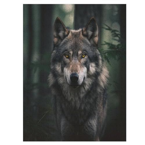 Wolf 500 Teile Puzzle Für Erwachsene, Herausforderung Puzzles - Familienpuzzle Verringerter Druck Schwieriges Puzzle Rahmen Holzpuzzle Für Erwachsene Kinder 12+ （55×41cm） von GGJJTT