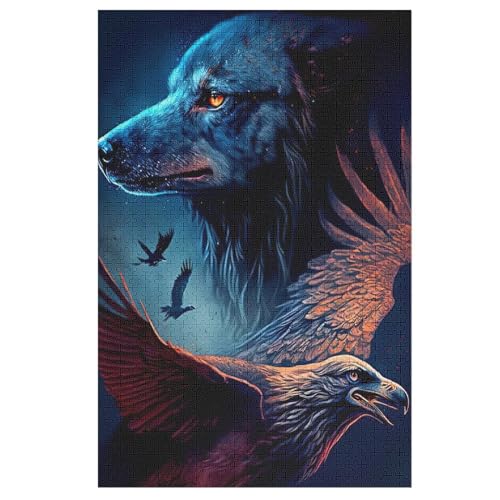 Wolf Holzpuzzle 1000 Teile, Knobelspiele Für Erwachsene, Teenager, Puzzles Unmögliche - Kinder Puzzle Zimmer Deko （78×53cm） von GGJJTT