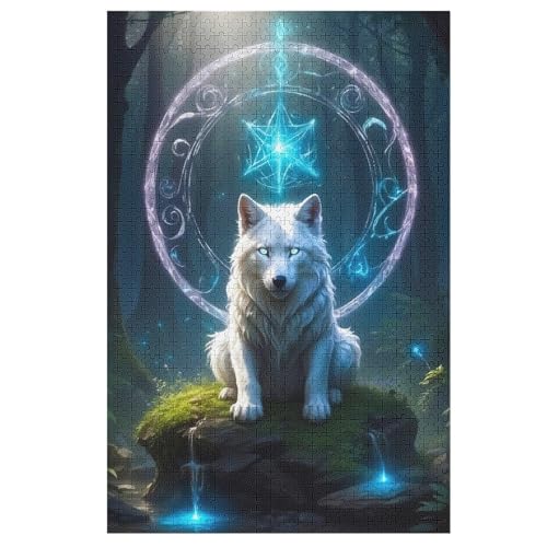 Wolf Holzpuzzle 1000 Teile, Knobelspiele Für Erwachsene, Teenager, Puzzles Unmögliche - Kinder Puzzle Zimmer Deko （78×53cm） von GGJJTT