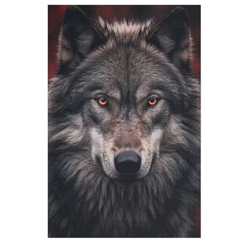 Wolf Holzpuzzle 1000 Teile, Knobelspiele Für Erwachsene, Teenager, Puzzles Unmögliche - Kinder Puzzle Zimmer Deko 78×53cm von GGJJTT