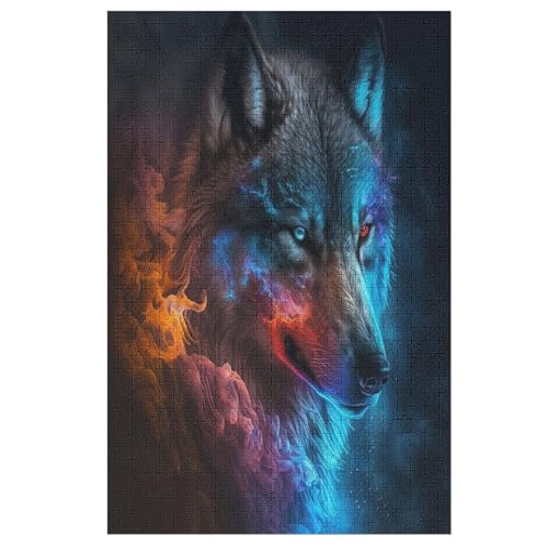 Wolf Holzpuzzle 1000 Teile,Puzzles Für Erwachsene, Impossible Puzzle, Geschicklichkeitsspiel Für Die Ganze Familie,Home Dekoration Puzzle, Puzzle Kinder Legespiel （78×53cm） von GGJJTT