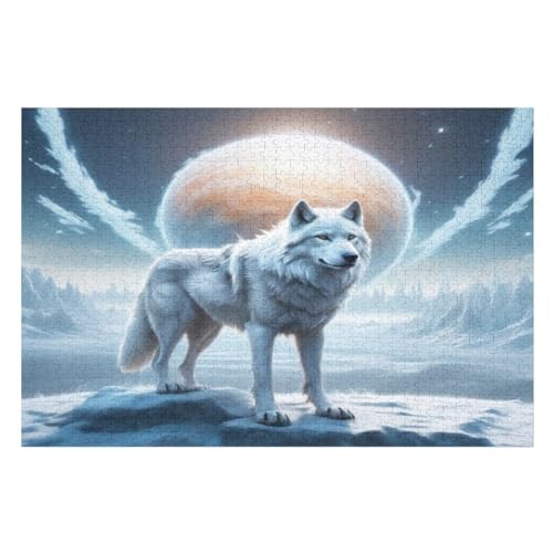 Wolf Holzpuzzle 1000 Teile,Puzzles Für Erwachsene, Impossible Puzzle, Kinder Legespiel 78×53cm von GGJJTT