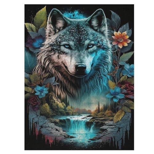 Wolf Holzpuzzle 500 Teile, Knobelspiele Für Erwachsene, Teenager, Puzzles Unmögliche - Kinder Puzzle Zimmer Deko （55×41cm） von GGJJTT