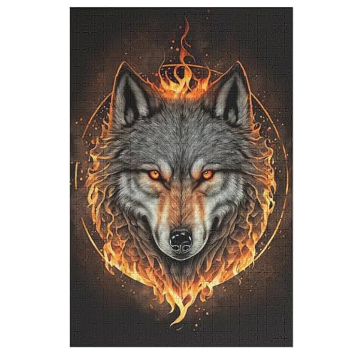 Wolf Holzpuzzle Erwachsene - 1000 Teiliges Jigsaw Knobelspiel - Puzzle Für Erwachsene & Kinder - Outdoor & Reisespielzeug 78×53cm von GGJJTT